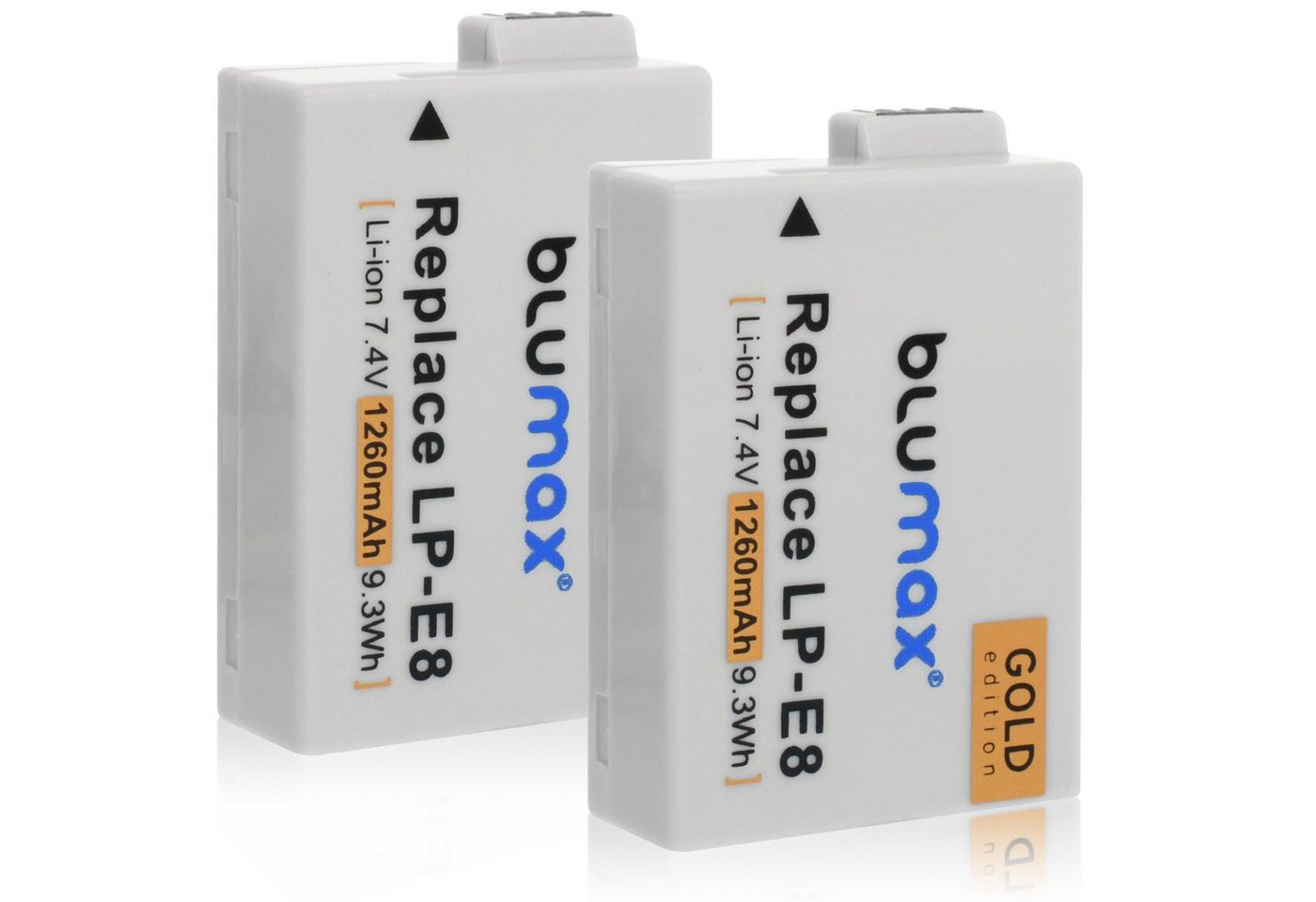 Blumax 2x EOS 550D, 600D, 650D, 700D - LP-E8 1260 mAh Kamera-Akku von Blumax