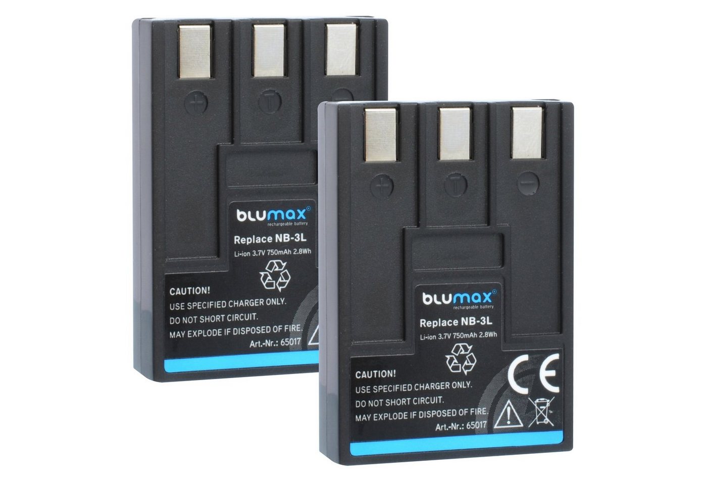 Blumax 2x NB-3LH NB-3L IXUS, IXY PowerShot 750 mAh Kamera-Akku von Blumax