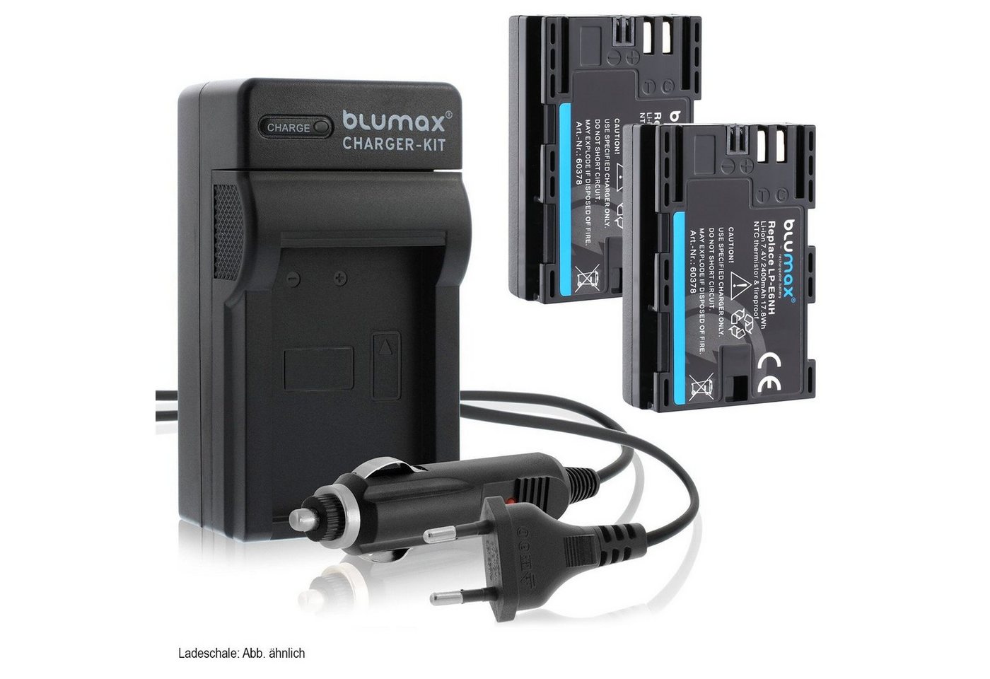 Blumax Set mit Lader für Canon LP-E6NH EOS R5 R7 R6 Mark II 80D 2400mAh Kamera-Akku von Blumax
