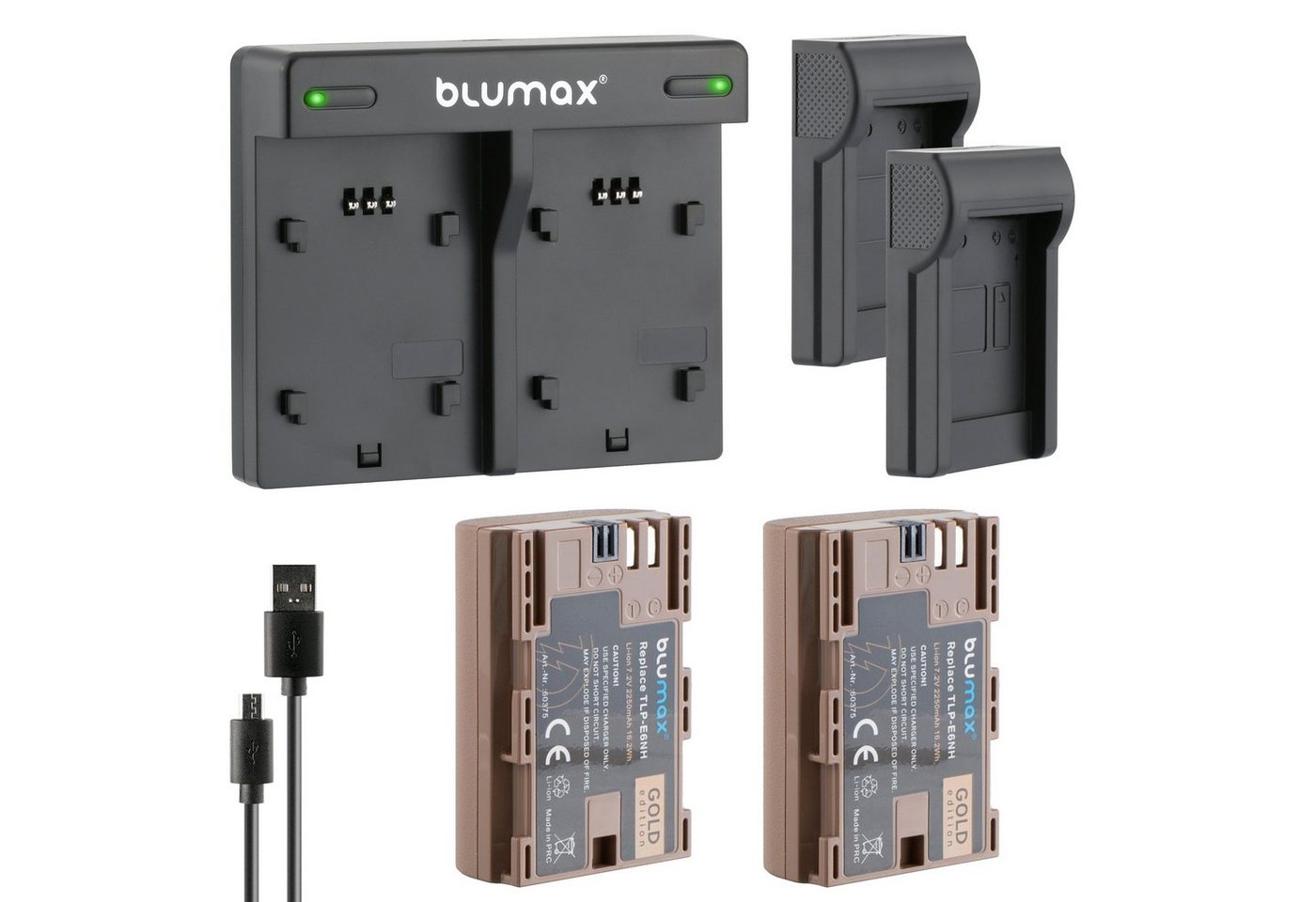 Blumax Set mit Lader für Canon LP-E6NH R7 R6 2250 mAh Kamera-Akku von Blumax