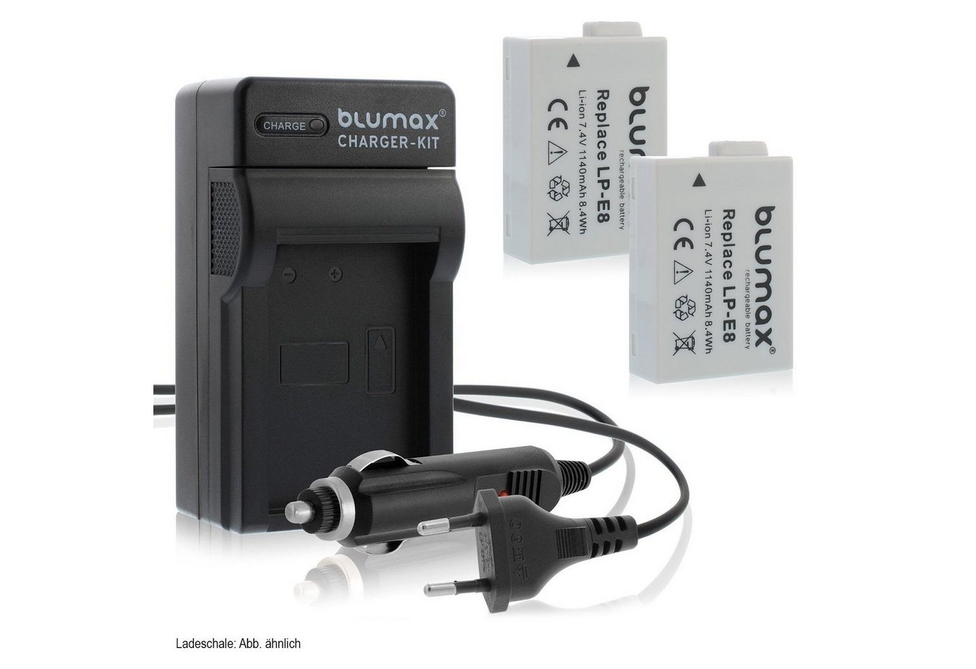 Blumax Set mit Lader für Canon Lp-E8 EOS 650D 700D 1140mAh Kamera-Akku von Blumax
