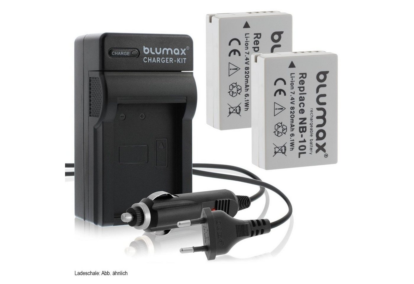 Blumax Set mit Lader für Canon NB-10L SX-40HS 820 mAh Kamera-Akku von Blumax