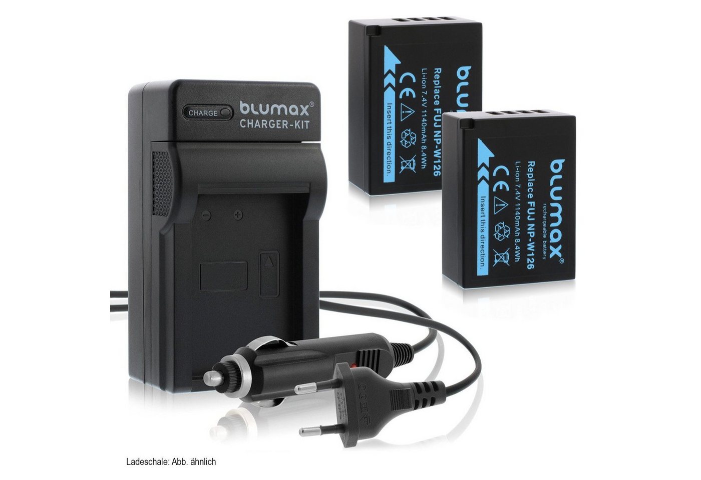 Blumax Set mit Lader für Fuji NP-W126 -W126s X-Pro3 1140mAh Kamera-Akku von Blumax