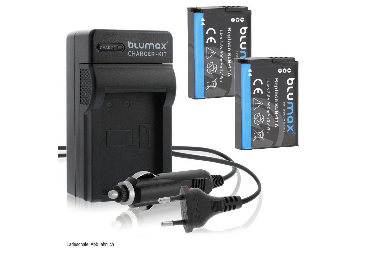 Blumax Set mit Lader für Samsung SLB-11A TL320, 900 mAh Kamera-Akku von Blumax