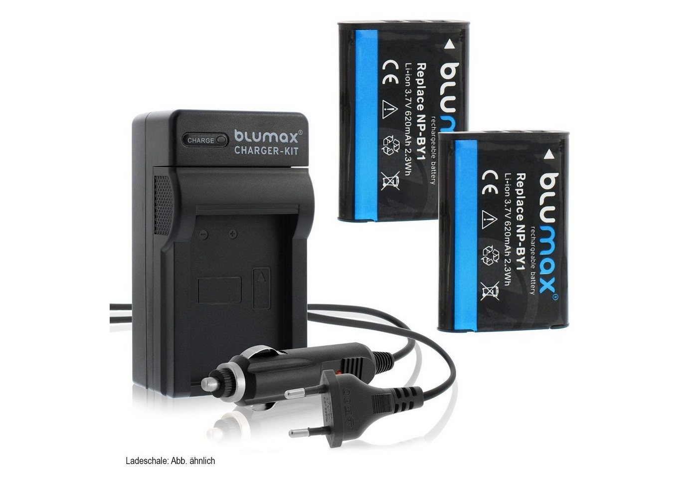 Blumax Set mit Lader für Sony NP-BY1 HD AZ1 HDR-AZ1 620mAh Kamera-Akku von Blumax