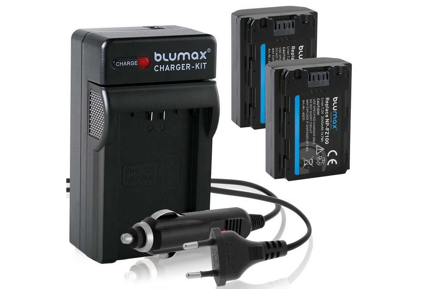 Blumax Set mit Lader für Sony NP-FZ100 6600 2040 mAh Kamera-Akku von Blumax