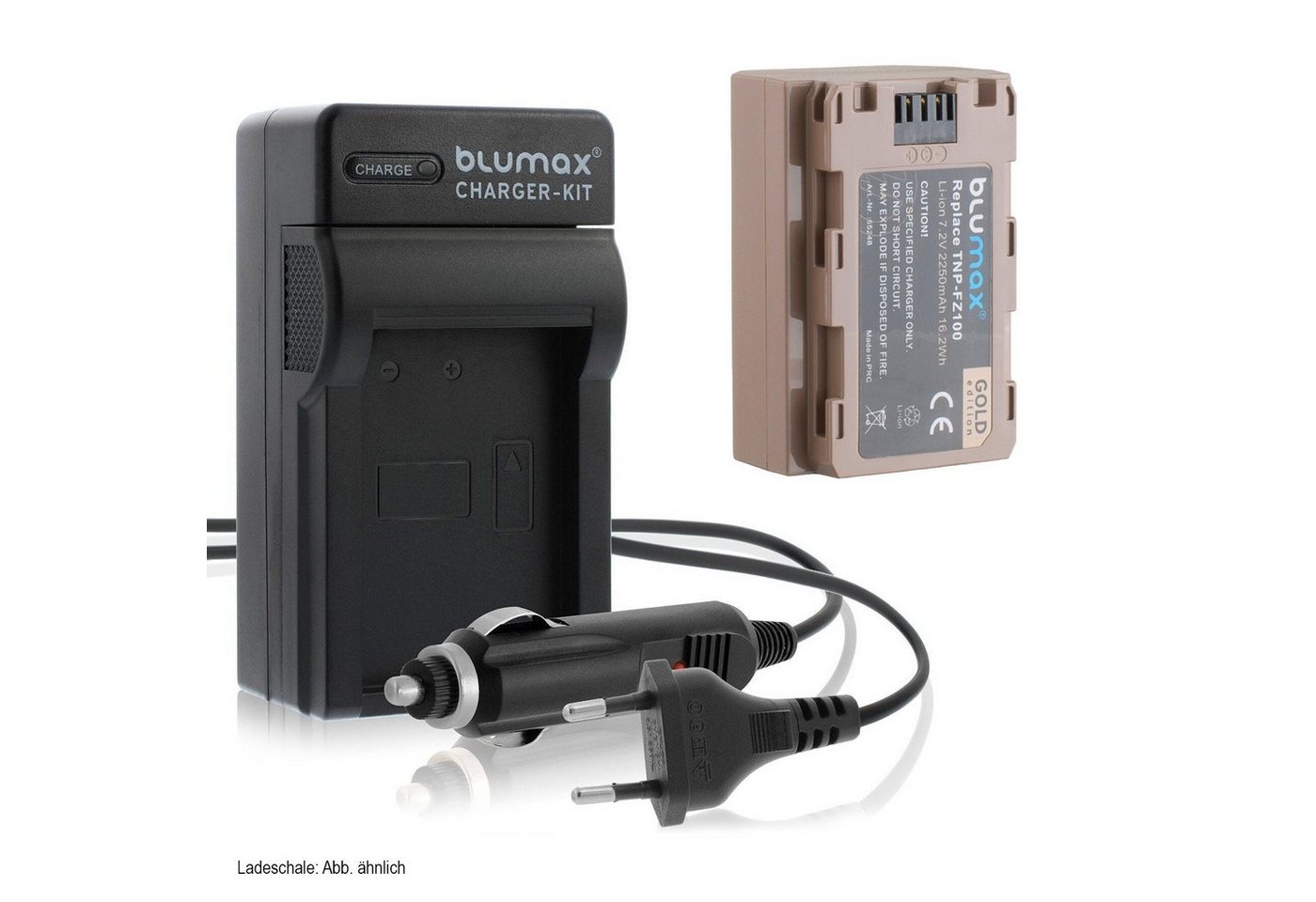 Blumax Set mit Lader für Sony NP-FZ100M Alpha 2250 mAh Kamera-Ladegerät von Blumax