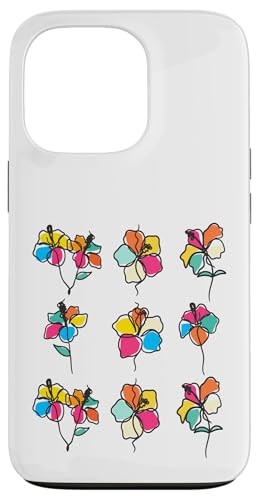 Hülle für iPhone 13 Pro Hawaiianische Hibiskusblüten, tropische Wildblumen lustigem von Blumen-Boho-Grafiken für Damen