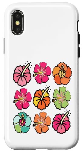 Hülle für iPhone X/XS Hawaiianische Hibiskusblüten, tropische Wildblumen lustigem von Blumen-Boho-Grafiken für Damen