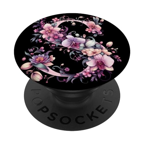 Blumiger Buchstabe S Persönliches Initial S mit Blumen PopSockets mit austauschbarem PopGrip von Blumen Wildblumen filigran Rosen Tulpen Flower