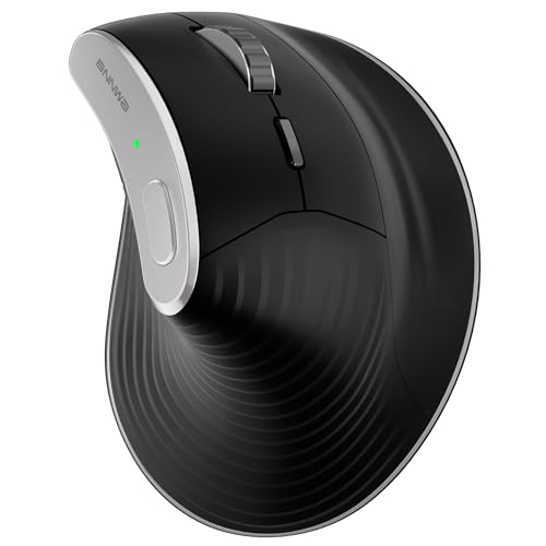 Drahtlose vertikale ergonomische Maus, Multi-Gerät (Bluetooth + 2,4 G-Verbindung), 4 einstellbare DPI, 7 Tasten Computermaus für PC, Laptop, Desktop, MacBook – Schwarz von Bnnwa