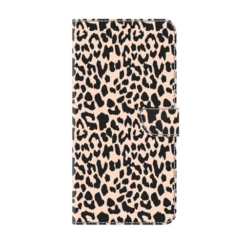 Bnvdfre Handyhülle für Oneplus Nord N20 5G Hülle PU Leder Klapphülle Magnet Stoßfeste Kartenfach Klappbar Schutzhülle Silikon Case Cover mit Muster Motiv Flip Handytasche - Leopardenmuster von Bnvdfre