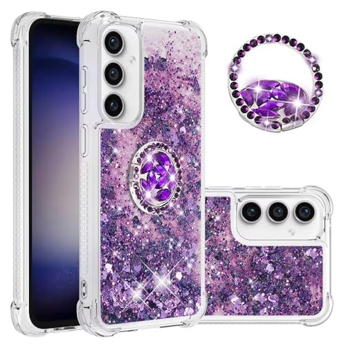 Bnvdfre Handyhülle für Samsung A05s Hülle Glitzer 3D Bling Sparkle Treibsand Fließende Flüssigkeit TPU mit Rotating Ring Ständer Stoßfest Schutzhülle Case für Samsung Galaxy A05s 4G/5G - Purple Heart Bnvdfre Handyhülle für Samsung A05s Hülle Glitzer 3D Bling Sparkle Treibsand Fließende Flüssigkeit TPU mit Rotating Ring Ständer Stoßfest Schutzhülle Case für Samsung Galaxy A05s 4G/5G - Purple Heart von Bnvdfre