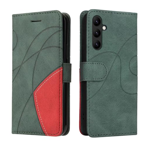 Bnvdfre Handyhülle für Samsung A25 5G Leder Hülle [Standfunktion] [Kartensteckplatz] [Magnetverschluss] Stoßfest Flip PU Leder Cover Case Klapphülle Samsung Galaxy A25 5G (Grün) von Bnvdfre