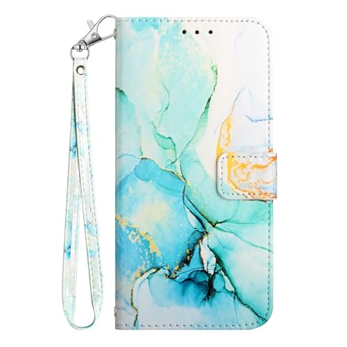 Bnvdfre Handyhülle für Samsung A55 5G Hülle Premium Marmor Lederhülle Klapphülle Flip Case Tasche Magnet Kartenfach Standfunktion Cover Glitzer Samsung Galaxy A55 5G - grün von Bnvdfre