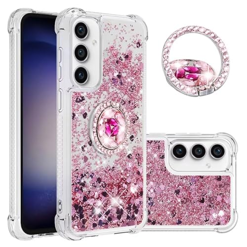 Bnvdfre Handyhülle für Samsung A55 Hülle Glitzer 3D Bling Sparkle Treibsand Fließende Flüssigkeit TPU mit Rotating Ring Ständer Stoßfest Schutzhülle Case für Samsung Galaxy A55 - Rose Gold Heart Bnvdfre Handyhülle für Samsung A55 Hülle Glitzer 3D Bling Sparkle Treibsand Fließende Flüssigkeit TPU mit Rotating Ring Ständer Stoßfest Schutzhülle Case für Samsung Galaxy A55 - Rose Gold Heart von Bnvdfre