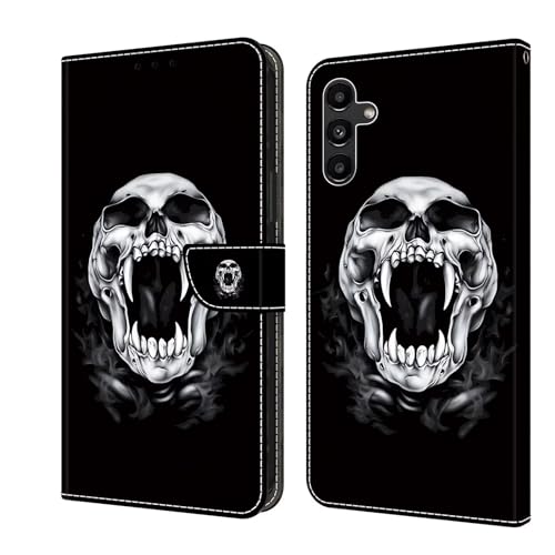 Bnvdfre Handyhülle für Samsung Galaxy A25 5G Klapphülle PU Leder Hülle Magnet Stoßfeste Kartenfach Klappbar Schutzhülle Silikon Case Cover mit Muster Motiv Flip Handytasche - Totenkopf Bnvdfre Handyhülle für Samsung Galaxy A25 5G Klapphülle PU Leder Hülle Magnet Stoßfeste Kartenfach Klappbar Schutzhülle Silikon Case Cover mit Muster Motiv Flip Handytasche - Totenkopf von Bnvdfre