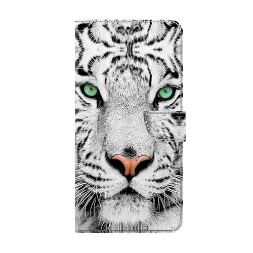 Bnvdfre Handyhülle für Samsung Galaxy Xcover 6 Pro Hülle PU Leder Klapphülle Magnet Stoßfeste Kartenfach Klappbar Schutzhülle Silikon Case Cover mit Muster Motiv Flip Handytasche - Tiger von Bnvdfre