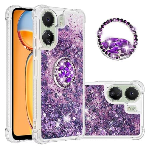 Bnvdfre Handyhülle für Xiaomi Redmi 13C 4G Hülle Glitzer 3D Bling Sparkle Treibsand Fließende Flüssigkeit TPU mit Rotating Ring Ständer Stoßfest Schutzhülle Case - Purple Heart Bnvdfre Handyhülle für Xiaomi Redmi 13C 4G Hülle Glitzer 3D Bling Sparkle Treibsand Fließende Flüssigkeit TPU mit Rotating Ring Ständer Stoßfest Schutzhülle Case - Purple Heart von Bnvdfre