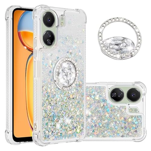 Bnvdfre Handyhülle für Xiaomi Redmi 13C 4G Hülle Glitzer 3D Bling Sparkle Treibsand Fließende Flüssigkeit TPU mit Rotating Ring Ständer Stoßfest Schutzhülle Case - Sliver Heart Bnvdfre Handyhülle für Xiaomi Redmi 13C 4G Hülle Glitzer 3D Bling Sparkle Treibsand Fließende Flüssigkeit TPU mit Rotating Ring Ständer Stoßfest Schutzhülle Case - Sliver Heart von Bnvdfre