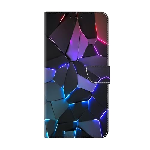 Bnvdfre Handyhülle für Xiaomi Redmi 7/Xiaomi Redmi Y3 Hülle PU Leder Klapphülle Magnet Stoßfeste Kartenfach Klappbar Schutzhülle Silikon Case Cover mit Muster Motiv Flip Handytasche - Blau Crackle von Bnvdfre