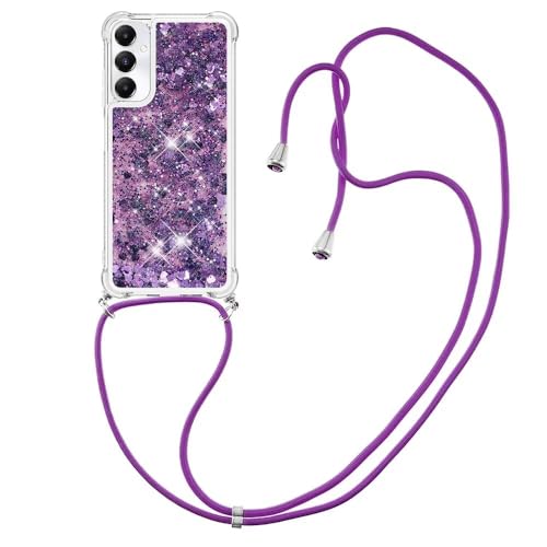 Bnvdfre Handykette für Samsung Galaxy A05s 4G Hülle mit Band Handyhülle Silikon Durchsichtig Transparent Floating Flüssig Glitzer mit Kordel Umhängenband TPU Stylische Schutzhülle Case - Purple Heart Bnvdfre Handykette für Samsung Galaxy A05s 4G Hülle mit Band Handyhülle Silikon Durchsichtig Transparent Floating Flüssig Glitzer mit Kordel Umhängenband TPU Stylische Schutzhülle Case - Purple Heart von Bnvdfre