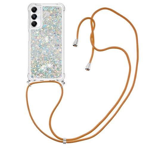 Bnvdfre Handykette für Samsung Galaxy A25 5G Hülle mit Band, Handyhülle Silikon Durchsichtig Transparent Floating Flüssig Glitzer mit Kordel Umhängenband TPU Stylische Schutzhülle Case - Sliver Heart Bnvdfre Handykette für Samsung Galaxy A25 5G Hülle mit Band, Handyhülle Silikon Durchsichtig Transparent Floating Flüssig Glitzer mit Kordel Umhängenband TPU Stylische Schutzhülle Case - Sliver Heart von Bnvdfre