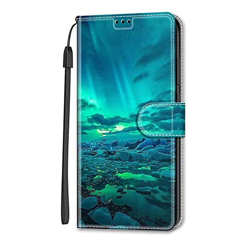 Bnvdfre Hülle für Xiaomi Redmi A3 Hülle Leder Etui Flip Handytasche Schutzhülle Kartenfach Klappbar Magnetisch Wallet Hüllen Case für Xiaomi Redmi A3 -Aurora von Bnvdfre