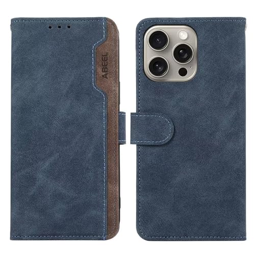 Bnvdfre Lederhülle für iPhone 16 Plus Hülle Flip Wallet Handyhülle PU Leder [RFID Schutz] [Standfunktion] [Kartenfächern] Klappbar Stoßfeste Case Cover - Blau von Bnvdfre