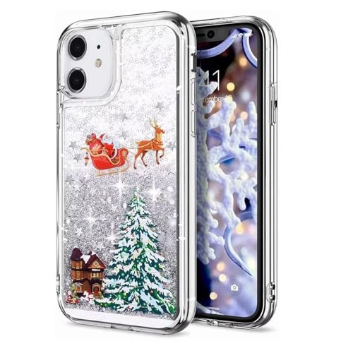 Bnvdfre Weihnachten Handyhülle für Xiaomi Redmi Note 13 Pro 5G Hülle, Glitzer 3D Bling Sparkle Treibsand Fließende Flüssigkeit Dünne Transparent TPU mit Christmas Motiv Design Case - Silber von Bnvdfre