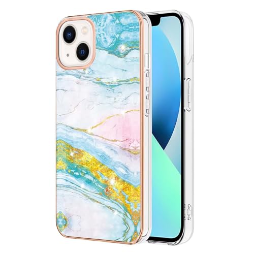 Bnvdfre für iPhone 15 Plus Hülle Marmor Handyhülle TPU Silikon Cover Glitzer Schutzhülle Ultra Dünn Silikon Case Stoßfeste Bumper Cover - Buntes von Bnvdfre