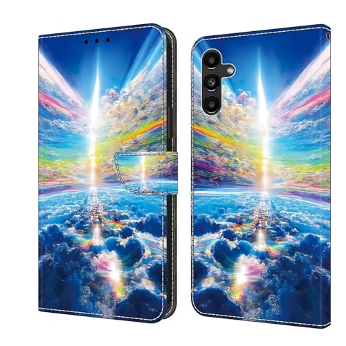 Handyhülle für Samsung Galaxy A13 5G/A04S Klapphülle PU Leder Hülle Magnet Stoßfeste Kartenfach Klappbar Schutzhülle Silikon Case Cover mit Muster Motiv Flip Handytasche - Bunter Himmel von Bnvdfre