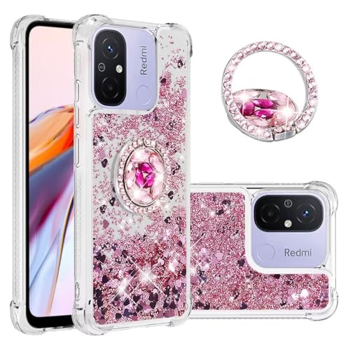 Handyhülle für Xiaomi Redmi A2 / A1 Hülle Glitzer 3D Bling Sparkle Treibsand Fließende Flüssigkeit TPU mit Rotating Ring Ständer Stoßfest Schutzhülle Case für Xiaomi Redmi A2 / A1 - Rose Gold Heart Handyhülle für Xiaomi Redmi A2 / A1 Hülle Glitzer 3D Bling Sparkle Treibsand Fließende Flüssigkeit TPU mit Rotating Ring Ständer Stoßfest Schutzhülle Case für Xiaomi Redmi A2 / A1 - Rose Gold Heart von Bnvdfre