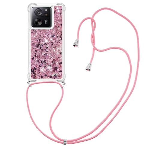 Handykette für Xiaomi Redmi A2 / A1 Hülle mit Band, Handyhülle Silikon Durchsichtig Transparent Floating Flüssig Glitzer mit Kordel Umhängenband Tpu Stylische Schutzhülle Case - Rose Gold Heart Handykette für Xiaomi Redmi A2 / A1 Hülle mit Band, Handyhülle Silikon Durchsichtig Transparent Floating Flüssig Glitzer mit Kordel Umhängenband Tpu Stylische Schutzhülle Case - Rose Gold Heart von Bnvdfre