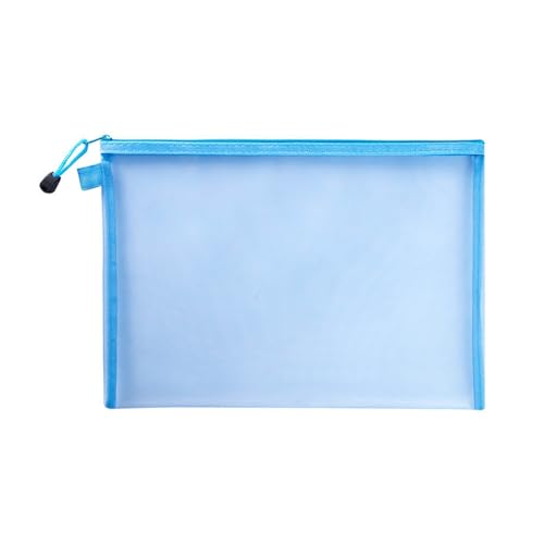 Document Wallets, Display Folders,Mesh Zipper File Bag Mesh File Bag A4 A5 A6 Transparent Zipper Test Paper Information Bag Office Student Pen Bag Subject Bag Puzzle Storage Bag(BLUE,A5(23.5X17cm))(B von BoBoBn