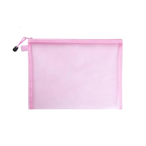 Document Wallets, Display Folders,Mesh Zipper File Bag Zipper Nylon Mesh Zipper Pouch Mesh Cosmetic Bags Makeup Bags Pencil Case Travel Bags for Cosmetic School Office Supplies(Pink,A6(19X11cm))(Pink von BoBoBn