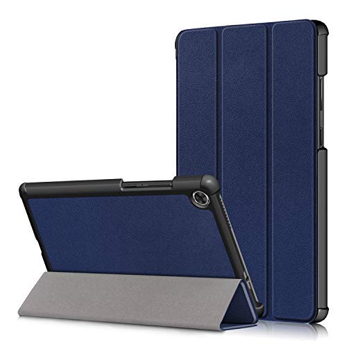 Lenovo Tab M8 Flip Hülle Case,Heavy Duty Tri-fold Ultra Silikon Brieftasche PU Leder Telefonkasten Cover Schutzhülle Etui Fall Shell Tasche für Lenovo Tab M8 8.0" TB-8505F/X Tablet PC (Marineblau) von BoLuo