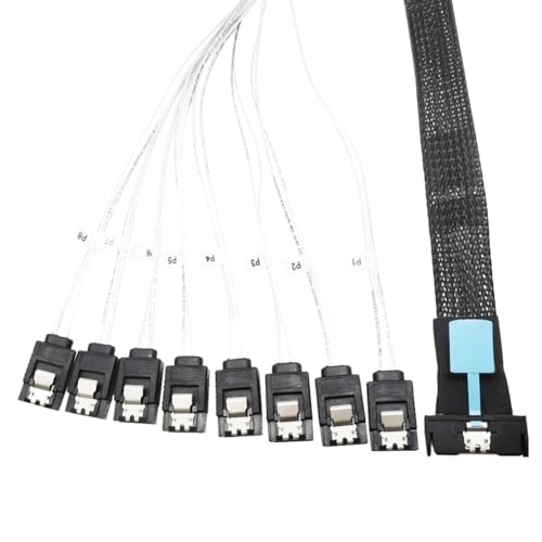 Boddceto 0,5 M PCI-E Slimline SAS SFF-8654 8I auf 8X SATA Server-Festplatten-Konvertierungskabel SFF-8654 74P auf 8xSATA 7P Kabel von Boddceto