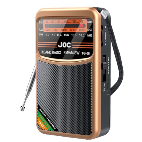 Boddceto Taschenradio Tragbares Mini-Vollbandradio AM/FM/SW-Radio mit Wiederaufladbarem, Kopfhörer-Miniradio für Alte, C von Boddceto