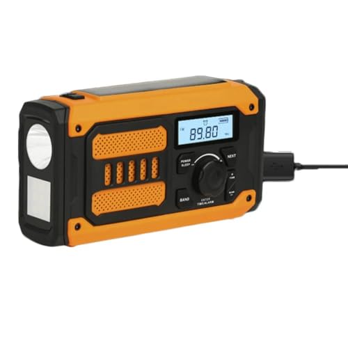 Boddceto Tragbares Wiederaufladbares Solar-Notfallradio, Mini-FM-AM-Handkurbel-Notfallradio mit LED-Taschenlampe, Powerbank von Boddceto