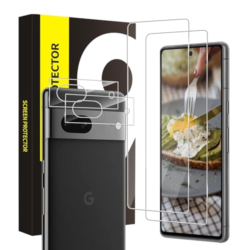 Bodyguard 2+2 Stück Schutzfolie für Panzerglas für Google Pixel 7A, Kamera Schutzfolie, 2.5D Abdeckung Pixel 7A Schutzglas, 9H Härte, Kratzfest, Hülle Freundlich Google Pixel 7A Displayschutz von Bodyguard