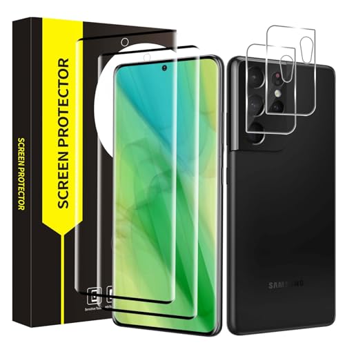 Bodyguard 2+2 Stück Schutzfolie für Panzerglas für Samsung Galaxy S21 Ultra 5G mit Kameraschutz, 3D Kante Panzerfolie, Bläschenfrei 9H Samsung S21 Ultra Schutzglas, HD Displayschutz für S21 Ultra von Bodyguard