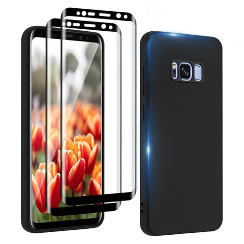 Bodyguard 3 in 1 Hülle/Schutzfolie für Panzerglas für Samsung Galaxy S8 Plus, 2 Schutzglas+1 Schwarz Handyhülle, 3D Runde Kante 9H Kratzfest, Bläschenfrei, 0,33mm Ultra klar S8 Plus Displayschutzfolie von Bodyguard