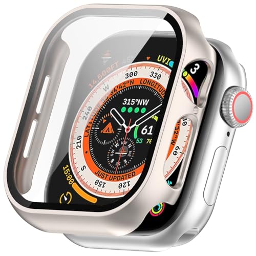 BoerHang Hülle Kompatibel mit Apple Watch Series 10 42mm, Hartes PC-Antikollisionsgehäuse+Schutzfolie aus Gehärtetem Glas, Hülle Kompatibel mit Apple Watch Series 10 42mm.(Sternenlichtfarbe) von BoerHang