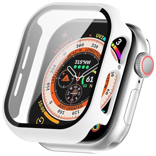 BoerHang Hülle Kompatibel mit Apple Watch Series 10 46mm, Hartes PC-Antikollisionsgehäuse+Schutzfolie aus Gehärtetem Glas, Hülle Kompatibel mit Apple Watch Series 10 46mm.(Weiß) von BoerHang