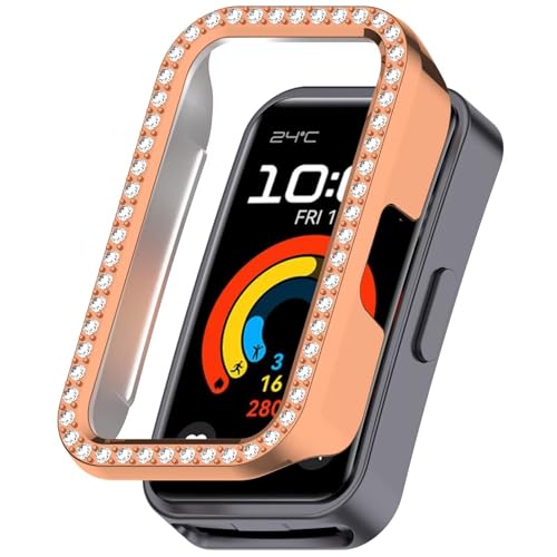 BoerHang Hülle Kompatibel mit Huawei Band 8 NFC, Harte PC-Antikollisionsschutzhülle + Halbhohlschutz, Hülle Kompatibel mit Huawei Band 8 NFC.Roségold von BoerHang