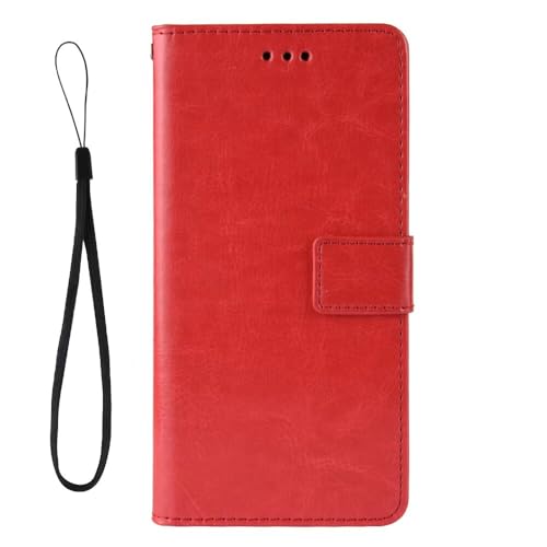 BoerHang Hülle Kompatibel mit Nothing Phone 3a Pro Handyhülle, Kartenschlitz, Halterung, Flip Wallet Schutzhülle aus PU Leder Kompatibel mit Nothing Phone 3a Pro.(Rot) von BoerHang