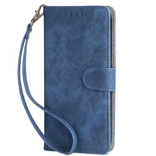 BoerHang Hülle Kompatibel mit Xiaomi Redmi Note 14, Echtlederbezug + stoßfest, Leder + feine Fasern + RFID-Abschirmmaterial, Kompatibel mit Xiaomi Redmi Note 14.(Blau) von BoerHang