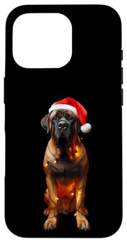 Hülle für iPhone 16 Pro Boerboel Weihnachtsmannmütze Weihnachtsbeleuchtung Hundebesitzer Mama Papa Liebhaber von Boerboel Christmas Products