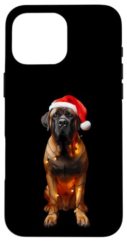 Hülle für iPhone 16 Pro Max Boerboel Weihnachtsmannmütze Weihnachtsbeleuchtung Hundebesitzer Mama Papa Liebhaber von Boerboel Christmas Products